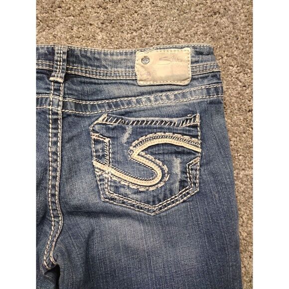 Silver Jeans Women's Size 28/L31 Aiko Baby Boot Cut Denim Jeans White Stitching - Picture 15 of 16